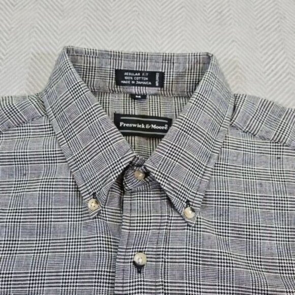 Preswick & Moore Button Down Shirt Men's Medium Houndstooth Quiet Luxury - Picture 11 of 15